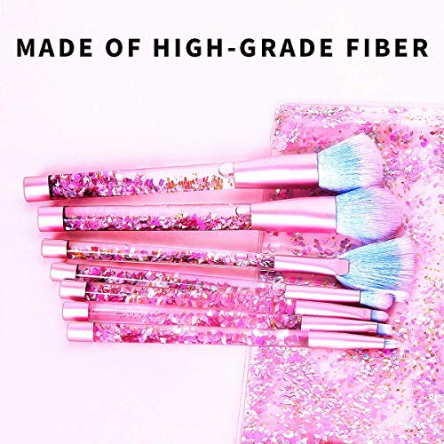 Unicorn Fan Makeup Brush Set with Crystal Sparkles for Blush, Lip, and Eye Makeup - Image 6