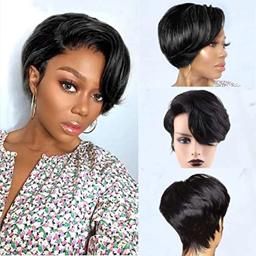 Usexy Pixie Cut Lace Front Wigs Human Hair 13x4 Lace Front Wigs Human Hair Short Bob Wigs Straight Lace Front Pixie Cut Wigs For Black Women 150% Density Pre Plucked With Baby Hair 1B Color