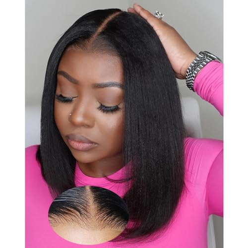 USTAR 12 Inch 5x5 Bob Wig Human Hair Glueless Pre Plucked HD Lace Closure 200% Density