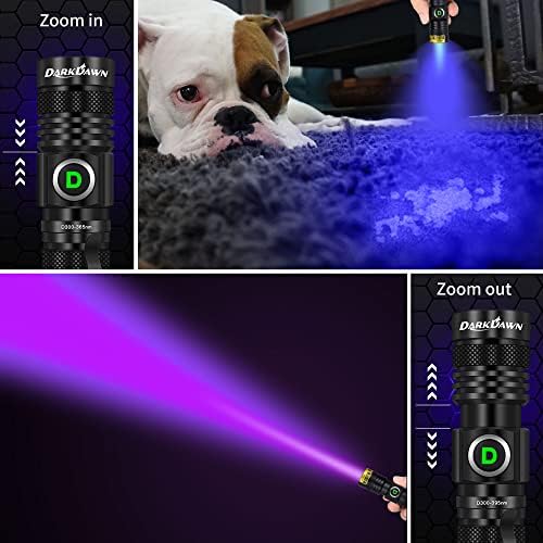 UV Flashlight 365nm & 395nm Light USB Rechargeable Ultraviolet LED Blacklight Woods Lamp Portable Mini Powerful Detector for Pet Urine Stains, Uranium Glass, Fluorescent, Resin Curing, 2 Pack - Image 3