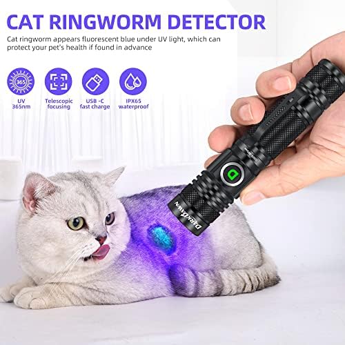 UV Flashlight 365nm & 395nm Light USB Rechargeable Ultraviolet LED Blacklight Woods Lamp Portable Mini Powerful Detector for Pet Urine Stains, Uranium Glass, Fluorescent, Resin Curing, 2 Pack - Image 2