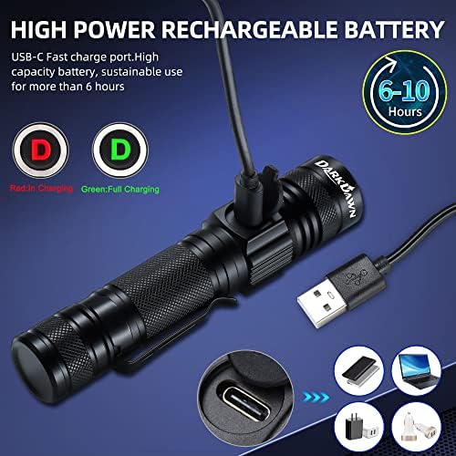 UV Flashlight 365nm & 395nm Light USB Rechargeable Ultraviolet LED Blacklight Woods Lamp Portable Mini Powerful Detector for Pet Urine Stains, Uranium Glass, Fluorescent, Resin Curing, 2 Pack - Image 4