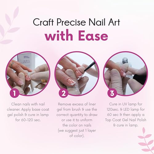 UV Gel Nail Polish - Quick Dry & Highly Pigmented Gel Nail Art Polish - UV-Led Gel Liner Nail Art Lovers Adore - Gel Liner Nail Polish for Precise Lines - Pink Glitter Gel Nail Polish by Pics Nails - Image 6