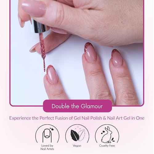 UV Gel Nail Polish - Quick Dry & Highly Pigmented Gel Nail Art Polish - UV-Led Gel Liner Nail Art Lovers Adore - Gel Liner Nail Polish for Precise Lines - Pink Glitter Gel Nail Polish by Pics Nails - Image 4
