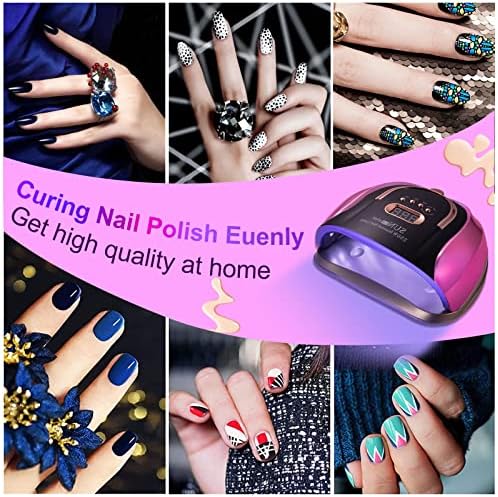 UV LED Nail Lamp, 256W UV LED Nail Dryer Light for Gel Nails Polish Manicure Professional Salon Curing Lamp with 4 Timer Setting Sensor/57pcs Dual Light Beads(Comes with 6 Free Gifts) - Image 4