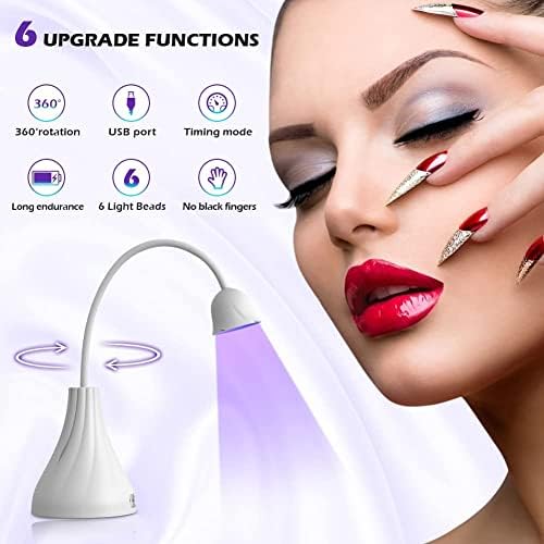 UV LED Nail Lamp, Portable Mini Nail Dryer, 360° Rotatable Hands Free Quick Gel Nail Light, Nail Polish Curing Lamp Flash Cure Light for Nails Great Great for DIY Home & Salon Manicure - Image 5