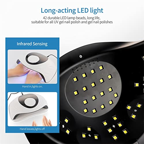 UV LED Nail Lamp,Nail Dryer with 42 LED Ultraviolet Beads, UV Nail Lamp 4 Timing Settings Two Pointers Automatic Sensor Portable Handle, Gel Nail Ultraviolet,White - Image 3