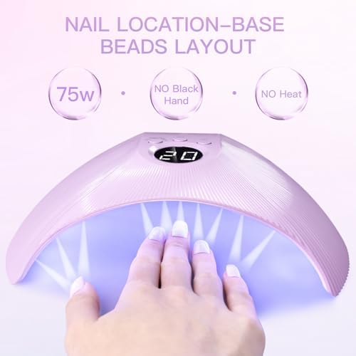 UV Light for Gel Nails, 75W Professional UV LED Nail Lamp for Fast Curing Nails, Super-Thin Salon-Grade Nail Dryer with Smart Sensor & 3 Timer Settings & LCD Display X33 - Image 6