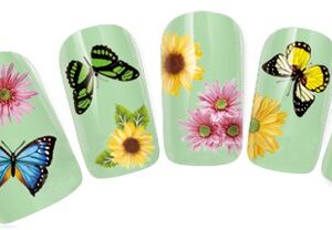 VAGA Nail Art Card of 26pcs Stickers / Decals Decorations With Butterflies And Flowers Designs / Patterns In Many Colors