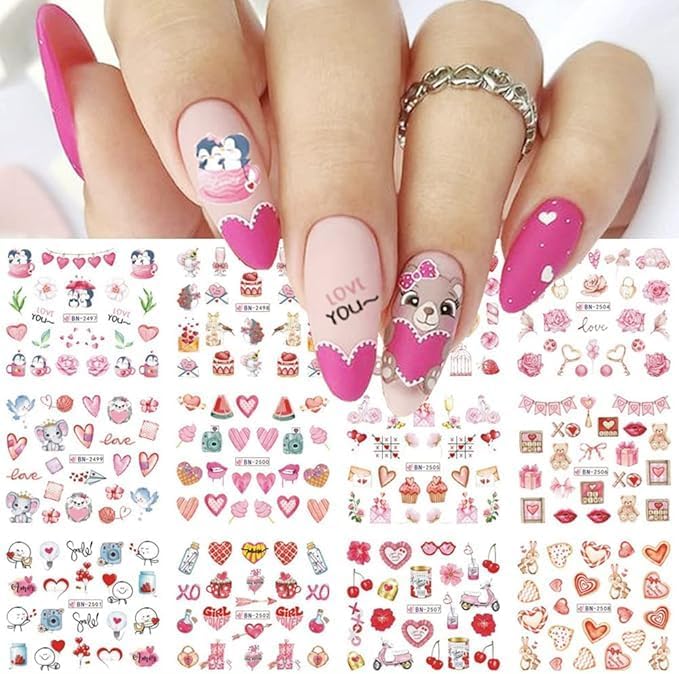 Valentine's Day Heart Nail Stickers for Women and Girls - 30 Piece Set - Image 6