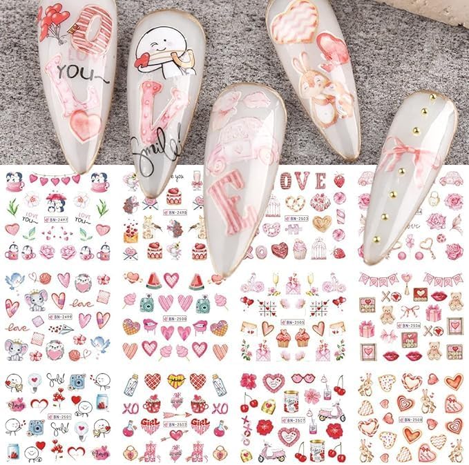 Valentine's Day Heart Nail Stickers for Women and Girls - 30 Piece Set - Image 5