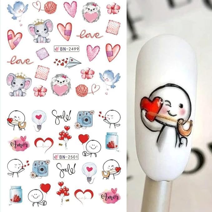 Valentine's Day Heart Nail Stickers for Women and Girls - 30 Piece Set - Image 4