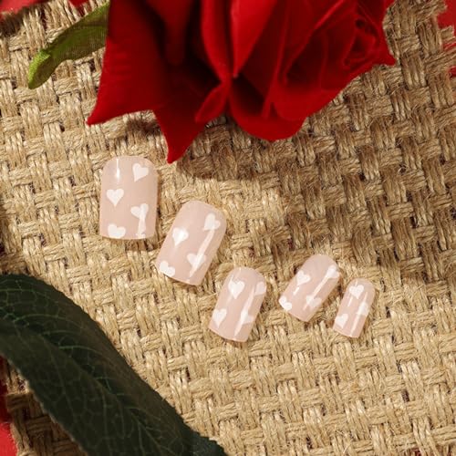 Romantic Red Heart Press-On Nails Set 24 Count Medium Length - Image 3