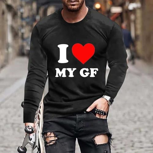 Valentine's Day Long Sleeve T-Shirts for Mens,Trendy Love Heart Printed Workout Sports Athletics Party Tee Tops for Boyfriend - Image 2