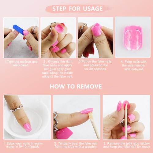 24 Pcs Rose Red Heart Strawberry Short Coffin Press On Nails - Image 6