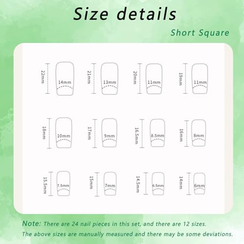 Valentines Press on Nails Medium Pink Square Fake Nails Valentine's Day Nails Press ons Cute Heart Gold Foil White French Tip Rhinestone Acrylic Nails Glue on Nails for Women 24 Pcs - Image 5