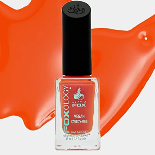 Vegan And Cruelty Free Nail Polish Lacquer 15 Free Quick Drying Formula Long Lasting Chip Resistant Made in USA By Arctic Fox - SUNSET ORANGE - Image 3