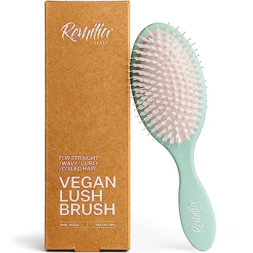 Vegan Detangling Hair Brush for All Hair Types, Travel-Friendly with Soft Vegan Bristles