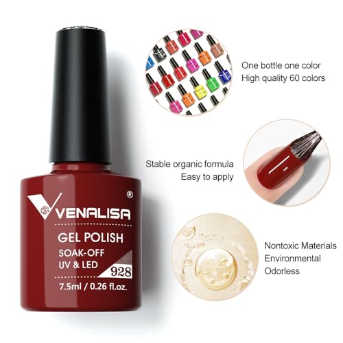 VENALISA VIP1 Set 62 PCS 7.5ml Gel Nail Polish Kit with Color Card Base Top coat,UV LED Soak Off Gel Polish Starter Manicure ,Suitable to DIY at Home Nail Art Salon - Image 4
