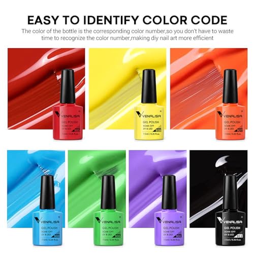 VENALISA VIP1 Set 62 PCS 7.5ml Gel Nail Polish Kit with Color Card Base Top coat,UV LED Soak Off Gel Polish Starter Manicure ,Suitable to DIY at Home Nail Art Salon - Image 5