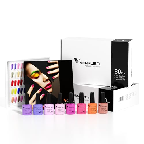 VENALISA VIP1 Set 62 PCS 7.5ml Gel Nail Polish Kit with Color Card Base Top coat,UV LED Soak Off Gel Polish Starter Manicure ,Suitable to DIY at Home Nail Art Salon - Image 8