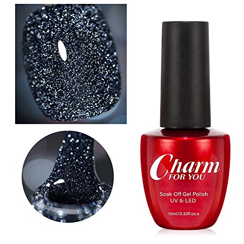 VERONNI Explosion Diamond Gel Nail Reflective Sparkling Nail Polish Bright Glitter Bungee Soak Off UV Nail Gel Broken Diamond Gel Nail Art Manicure (09)
