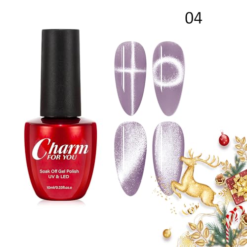 VERONNI 15ml Purple Glitter Cat Eye Magnetic Nail Polish for Stunning Manicures - Image 2
