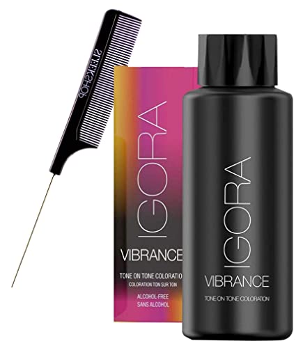 VIBRANCE Schwarzkapf IGORA Vibrance Tone on Tone Coloration Demi-Permanent Hair Color Dye, Liquid Haircolor (w/ SLEEKSHOP Pin Comb) Lasts 25 Shampoo (7-77 Medium Blonde Copper Extra)