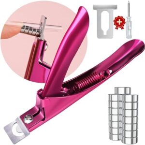 Violet Red Adjustable Nail Clippers with Magnets for Acrylic Nails, Stainless Steel Cutter Tool
