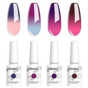 Vishine 4 Color Thermal Gel Nail Polish Set Red Purple Soak Off UV LED