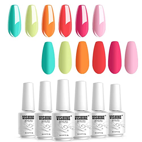 Vishine 6 Color Gel Polish Kit with UV LED Lamp for Vibrant Nail Art