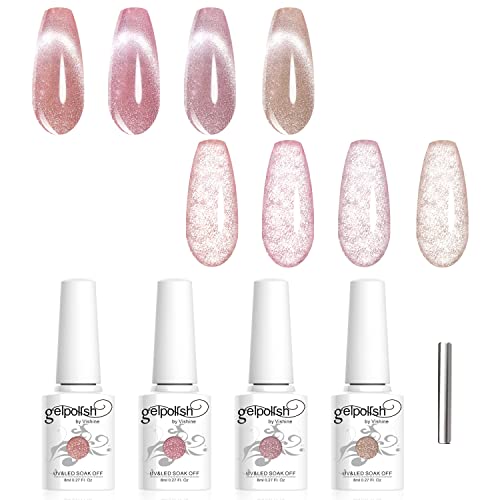 Vishine Glitter Galaxy Cat Eye Gel Nail Polish 4 Colors Set with Magnet for Holographic Cat Eye, Salon Gel Manicure and Nail Art DIY at Home 8ml - Image 2