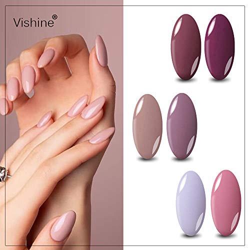 Vishine 24W UV Lamp Nude Gel Polish Starter Kit 6 Colors for Beginners - Image 3