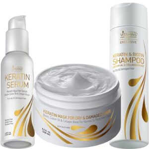 Vitamins Keratin Hair Care Kit 3 Piece Set for Thick Coarse Hair 12 oz