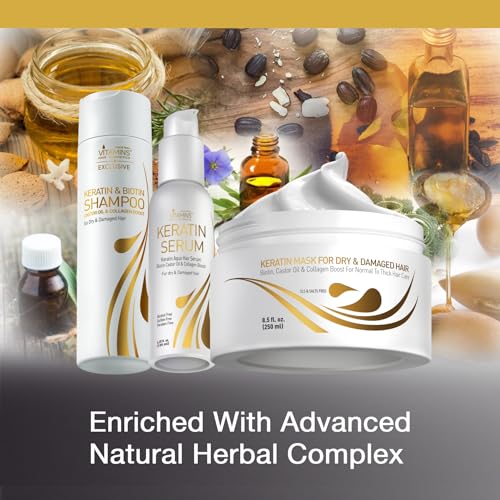 Vitamins Keratin Hair Care Kit 3 Piece Set for Thick Coarse Hair 12 oz - Image 3