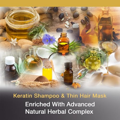 Vitamins Keratin Shampoo and Thin Hair Mask Travel Kit - Renewing Cleanser for Extra Clean Luminous Blowout Look and Intensive Deep Conditioner for Dry Damaged Thin Hair - Pro Salon Hair Treatment - Image 5