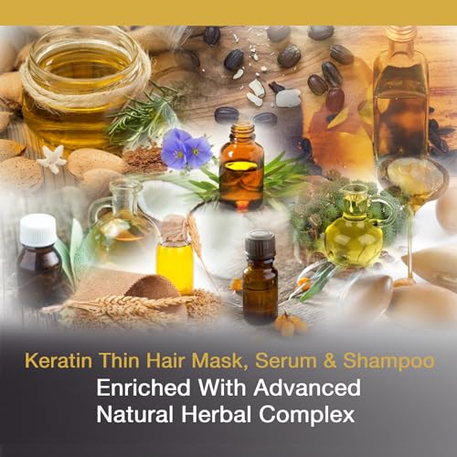 Vitamins Keratin Shampoo Serum and Hair Mask Kit - Protein Shampoo Serum and Deep Conditioner Hair Mask Set for Thin Fine Hair - Ultra Boost for Dry Damaged Color Treated Hair - Image 6