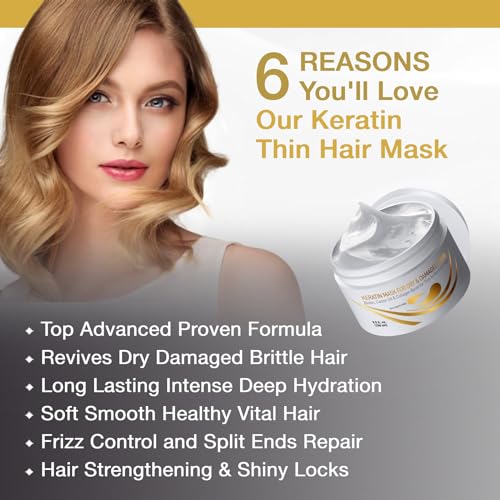 Vitamins Keratin Shampoo Serum and Hair Mask Kit - Protein Shampoo Serum and Deep Conditioner Hair Mask Set for Thin Fine Hair - Ultra Boost for Dry Damaged Color Treated Hair - Image 2