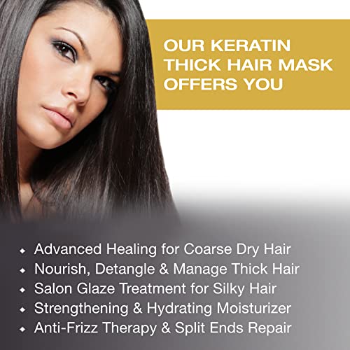 Vitamins Keratin Thick Hair Leave-In Conditioner and Hair Mask Kit - No Rinse Moisturizing Cream and Repair Treatment for Dry Damaged Curly Wavy and Straight Thick Coarse Hair - Pro Salon Hair Care - Image 5