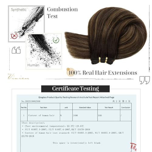 Vivien 16 Inch 100g Real Human Hair Sew In Extensions Dark Brown to Chestnut Brown Balayage Weft - Image 4