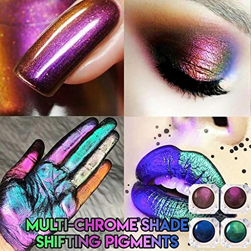 vmree 4pcs Monochrome Polarized Glitter Eyeshadow Metallic Diamond Shimmer Change Color Eye Shadow Chameleon Eyeshadow Single Color Eyes Makeup Powder (Multi) - Image 9