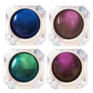 vmree Chameleon Eyeshadow, Monochrome Polarized Glitter Eyeshadows Powder Metallic Shimmer Change Color Eye Shadow Single Color Eyes Makeup Nail Art Cosmetic (4pcs, 4 colors)