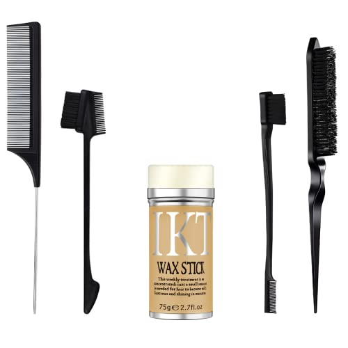 VOLLUCK Hair Wax Stick for Wigs Bundle with 4 PCS Edge Brushes Hair Styling Comb Set