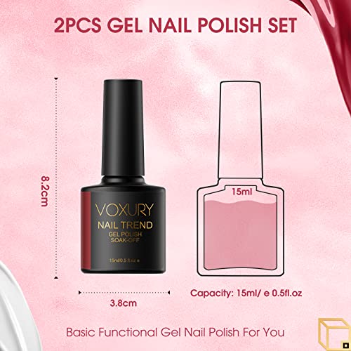 VOXURY 2-Piece Long-Lasting Gel Nail Polish Set, White and Red Colors, Home Use - Image 8