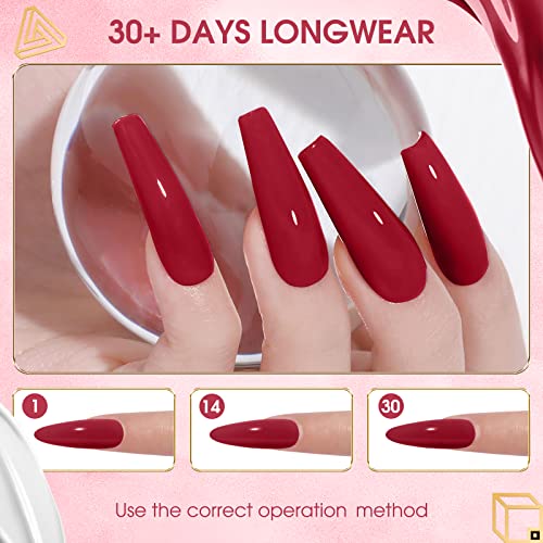 VOXURY 2-Piece Long-Lasting Gel Nail Polish Set, White and Red Colors, Home Use - Image 4