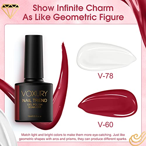 VOXURY 2-Piece Long-Lasting Gel Nail Polish Set, White and Red Colors, Home Use - Image 2