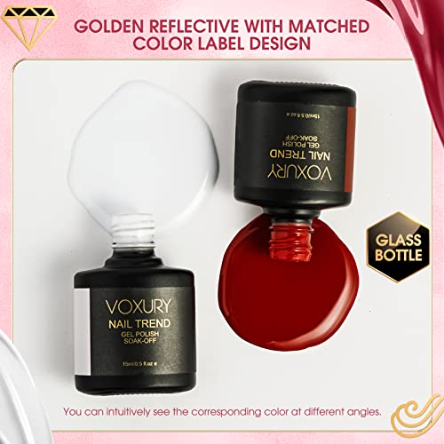 VOXURY 2-Piece Long-Lasting Gel Nail Polish Set, White and Red Colors, Home Use - Image 3