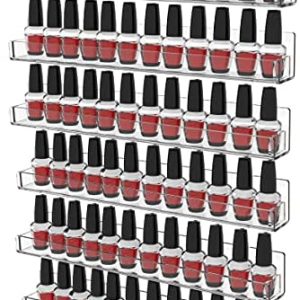 Clear Wall Mounted Nail Polish Rack Organizer 6 Pack for 72 Bottles 15 Inch