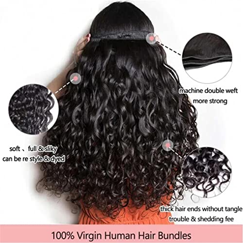 Water Wave 4 Bundles Human Hair 18 20 22 24 Inch 10A Brazilian Virgin Curly Human Hair Bundles Double Weft Deep Wave Bundles Natural Black Color Wet and Wavy Hair Extensions - Image 4