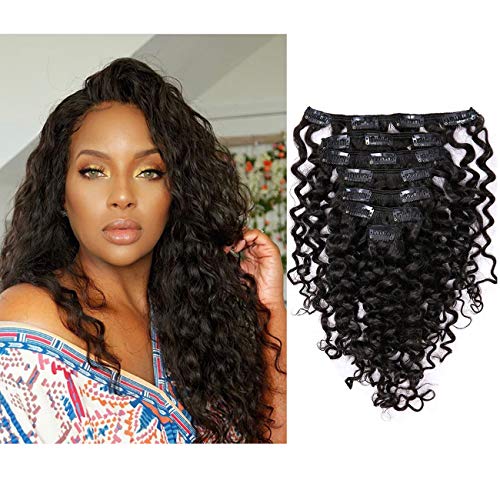 22 Inch Water Wave Big Curly Clip-in Remy Human Hair Extensions 120g 7 Piece Set